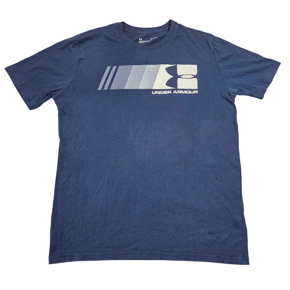 Under Armour Mens T Shirt Navy Blue Loose Fit Graphic Logo Size M Athleisure Gym